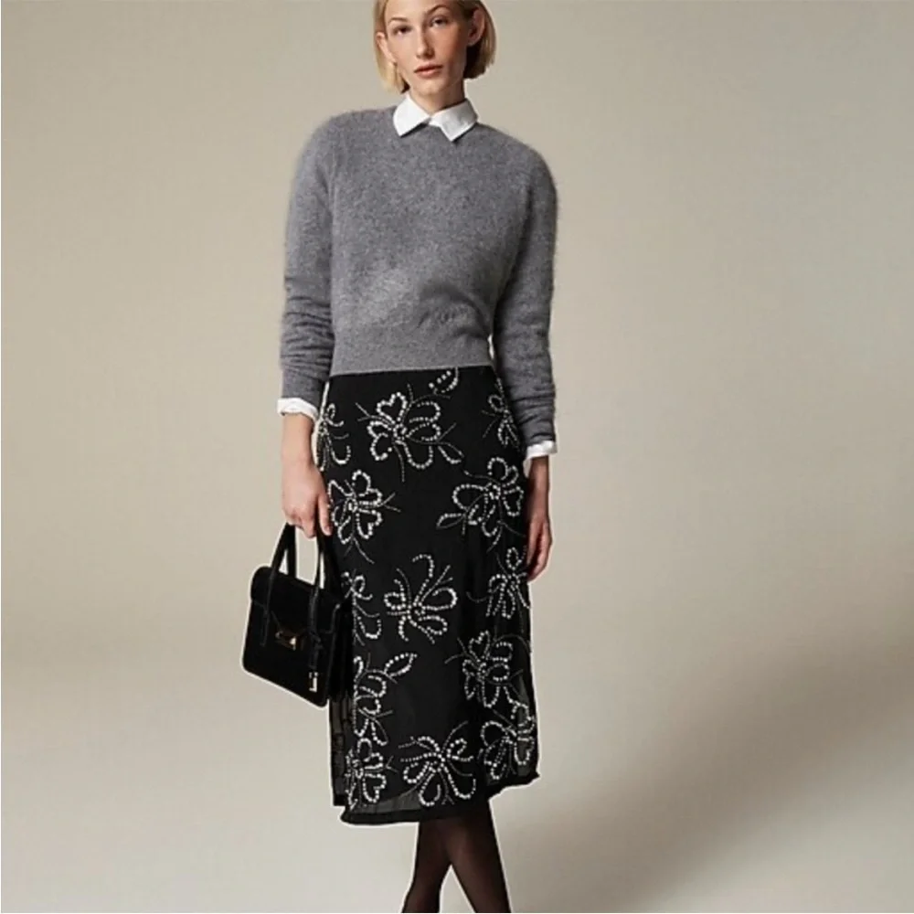 J. Crew Collection Embellished Crystal Slip Skirt $298 CF754 NEW size 8 sheer